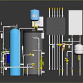 Industrial Mechanical Equipment With Blue Tank Pipes Control Panel And Instruments
