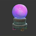 Decorative Ornament Set With Pink Crystal Ball On Multi Tiered Stone Base