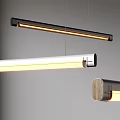 Contemporary Pendant Lights with Slim Black White and Wooden Accents in Elongated Design