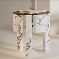 Modern Stylish Side Tables With White Marble Top And Golden Metal Base Design
