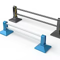 Road Safety Barriers With Blue And Black Bases Double Rail Structure Design 3d model