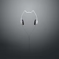 White Wired Computer Headset With Black Earpads Hanging On Gray Background 3d model