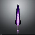Purple Glowing Fantasy Sword with Sharp Pointed Blade and Decorative Hilt