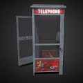 Public Telephone Booth Exterior With Open Door And Vintage Graffiti Art