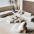 Quiet sofa tea table combination 3d model