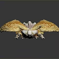 Majestic Detailed Angel Statue With Golden Wings Halo And White Robe