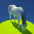 White Horse Landscape Sculpture With Green Circular Platform And Blue Background