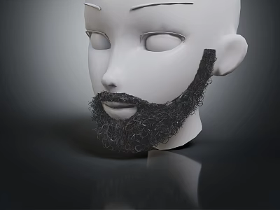 White Mannequin Head Showing Detailed Facial Features And Dark Curly Beard 3d model