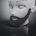 White Mannequin Head Showing Detailed Facial Features And Dark Curly Beard