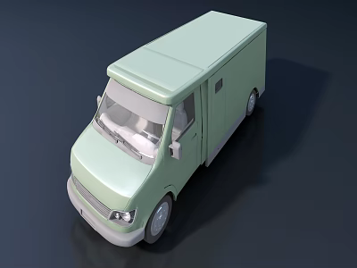 Light Green Cargo Van With Simple Design And 3D Rendering Details 3d model