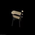 Elegant Modern Dining Chair With Black Frame Beige Woven Backrest And Black Seat