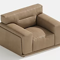 Modern Beige Leather Single Sofa With Sleek Armrest And Comfortable Backrest 3d model