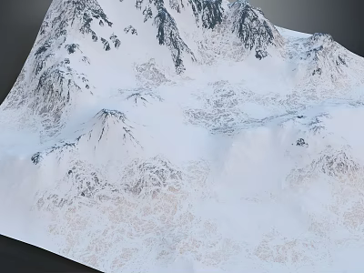 Snowy Mountain Terrain with Snow Covered Peaks Rocky Ridges and Frozen Landscape 3d model