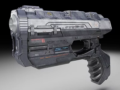 Futuristic Sci Fi Gun With Mechanical Structure And Metallic Finish Design Details 3d model
