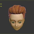 3D Model Head With Orange Hair Blue Eyes And Detailed Facial Features