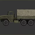 Military Green Six Wheel Utility Vehicle With Canvas Covered Cargo Bed