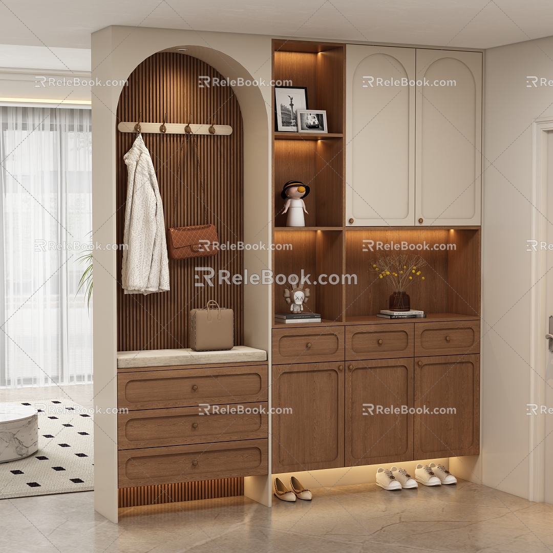 Modern Middle Style Entrance Cabinet Shoe Cabinet 3d model