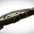 Green Rocket Launcher With Scope Yellow Stripe Black Components And Shoulder Strap 3d model