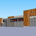 Modern Commercial Complex Exterior Design With Wooden Panels And Glass Facade