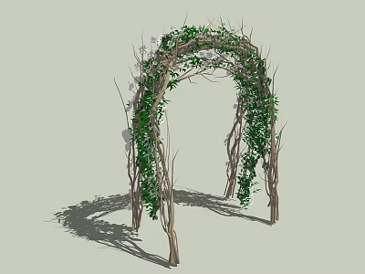 Decorative Garden Arch Adorned With Climbing Vines And Green Foliage Twig Structure 3d model