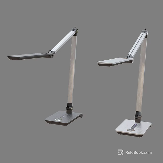 Two Modern Desk Lamps With Adjustable Arm And Metal Square Base 3d model 