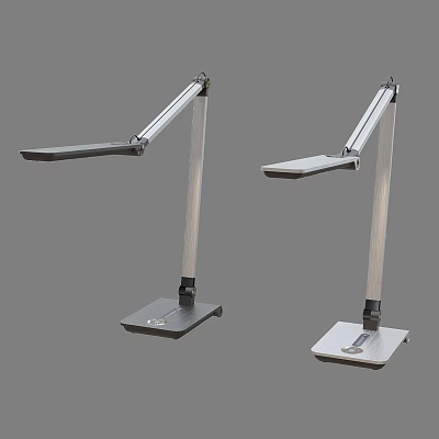 Two Modern Desk Lamps With Adjustable Arm And Metal Square Base 3d model