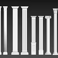 Roman Columns Various Styles with Decorative Capitals Bases and Carved Details