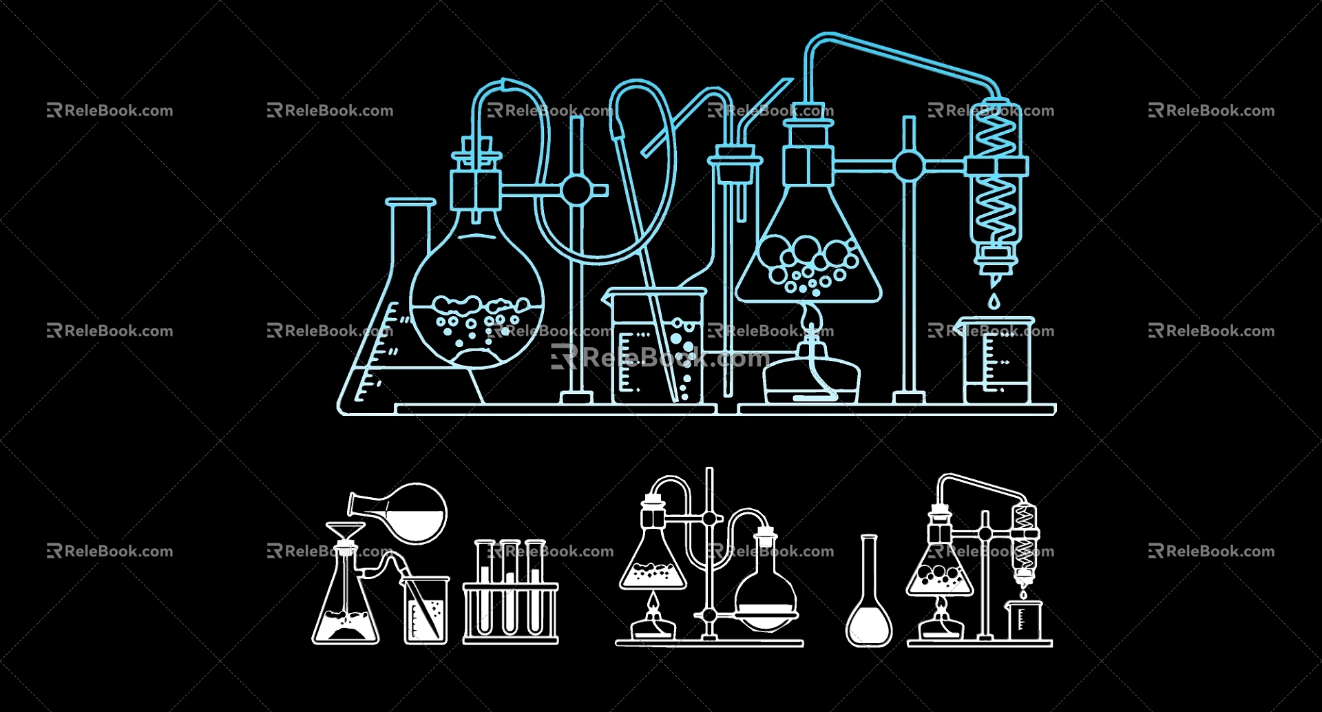 Chemical Symbol Lab Ware Icon Silhouette 3d model