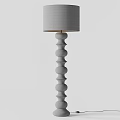 Modern Style Floor Lamp Featuring White Stacked Body And Beige Linen Shade