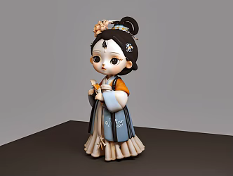 Ceramic Doll Girl Beauty Ancient Beauty Tang Dress Beauty 3d model