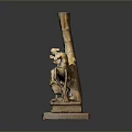 Ancient Stone Sculpture Depicting Rider on Horseback with Loyal Dog Companion Figure