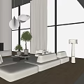 Spacious Duplex Living Room Interior With Large Windows Natural View And Light Sofa