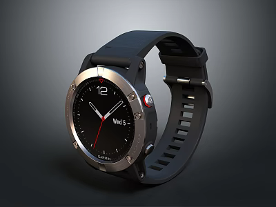 Smartwatch As Daily Living Essential With Black Strap Metal Bezel And Black Dial 3d model