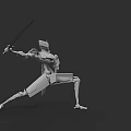 Game Movie Robot Warrior Character Holding Sword In Dynamic Battle Stance 3D Render