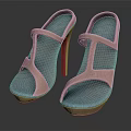 Fashionable Women's Pink Sandals With Blue Insole And Stiletto Heel Platform Sole