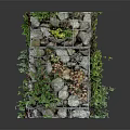 Vines Covering Stone Vertical Structure With Lush Green Plants And Natural Decorative Design