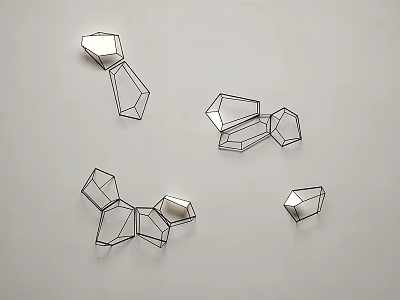 Modern Abstract Geometric Metal Sculptures With Angular Design Elements On White Background 3d model