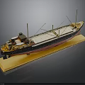 Vintage Ship Model With Wooden Base Masts And Detailed Deck Design