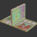 Portable Foldable White Board Game Set for Entertainment with Grids and Storage Compartments