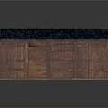 Rustic Wooden Cabin with Blue Shingle Roof and Wooden Walls Featuring Door and Window