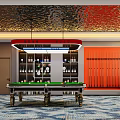 Modern Billiard Room With Green Felt Tables Red Chairs And Stylish Lighting