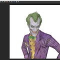 Joker Character In Purple Striped Suit With Green Hair Three Angles Full Body View