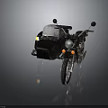 Black Motorcycle With Sidecar Headlight Rear Mirrors And Orange Indicators