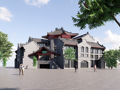 Chinese-style ancient public buildings 3d model