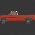 Vintage Red Pickup Truck With White Roof And Rustic Weathered Finish