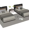 Modern Twin Single Beds Interior Design With Nightstand Plant And Bedding
