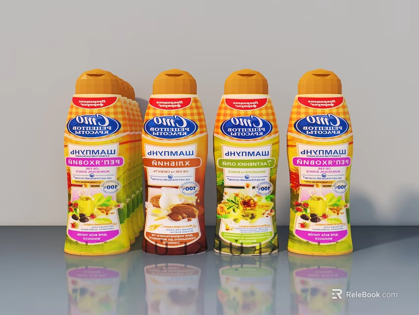ARIS Brand Beverage Bottles With Various Flavors Displayed On Gray Background 3d model 