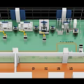 Modern School Smart Factory Laboratory With Advanced Equipment Screens Charts And Computer Desks