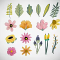 Colorful Botanical Plants Featuring Various Leaves Flowers And Different Shapes In Illustrated Design