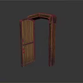 Open Natural Wood Door with Door Frame Home Interior Design